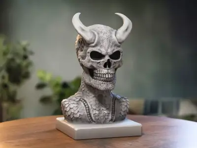 Skull robot demon dragon bust Cyborg skull dragon bust 3D print model purchase