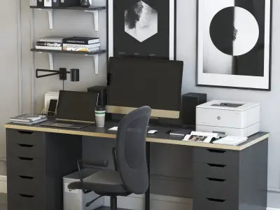 ALEX workplace with FLINTAN chair 3D model
