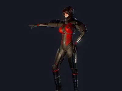 Sci-Fi Female Scout Low-poly 3D model