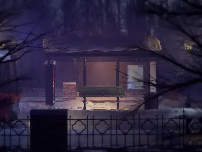 Winter Bus Station 3D model