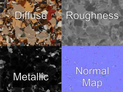 Urban Waste Hill Debris Elements model pack Low-poly 3D model