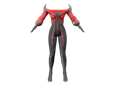 Crimson Black Warrior Armour Bodysuit Low-poly 3D model