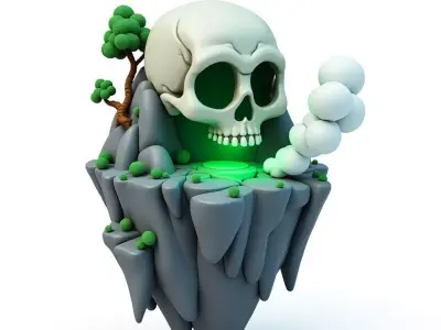 Ethereal Pirates Skull Island 3D Mystique Low-poly 3D model