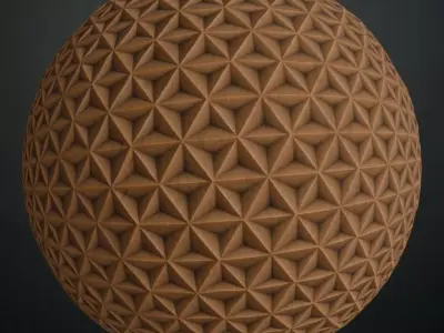 Geometric Pyramid Carved Wood Panel PBR Seamless Texture