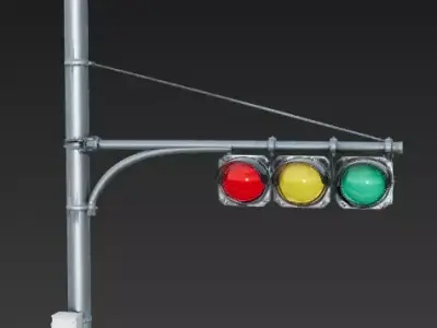 Standard Horizontal Mast-Arm Traffic Light 3D Model Low-poly 3D model