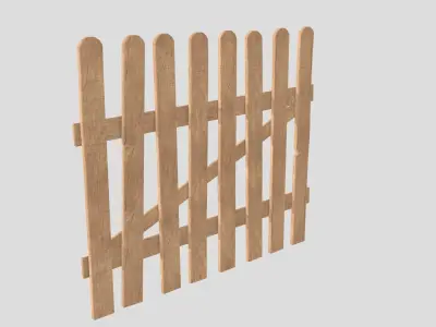 fence wooden picket Low-poly 3D model