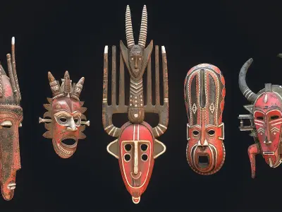 African tribal mask collection 2 3D Model Pack