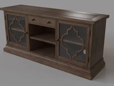 Lorraine Media Console Hewn Oak 3D model