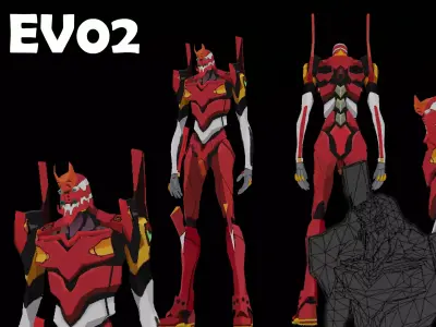 Evangelion 02 Low-poly 3D model