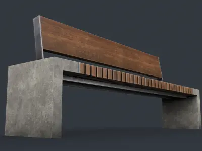 Modern Outdoor Bench 43 PBR Game Ready Low-poly 3D model