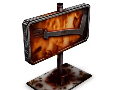 Burning Metal Check Mark Sign Low-poly 3D model