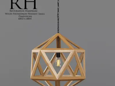 Restoration Hardware   Wood Polyhedron Pendant Smal Low-poly 3D model