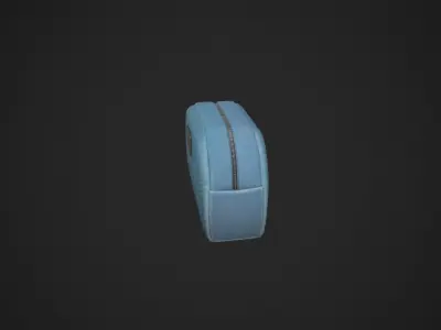 Light Blue Makeup Bag - Cosmetics Bag Low-poly 3D model