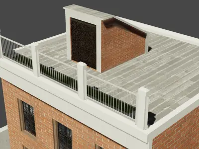 3-floor building Low-poly 3D model
