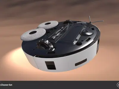 Robotic Vacuum Cleaner Set Low-poly 3D model