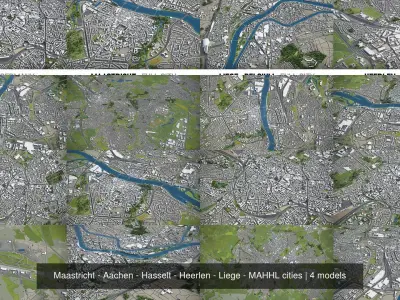 Maastricht - Aachen - Hasselt - Heerlen - Liege - MAHHL cities 3D Model Pack