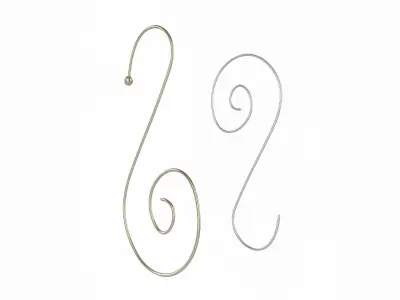 Silver and Gold Ornament Hooks Low-poly 3D model