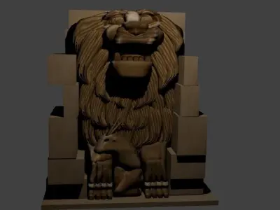 Lion Statue Palmyra Low-poly 3D model