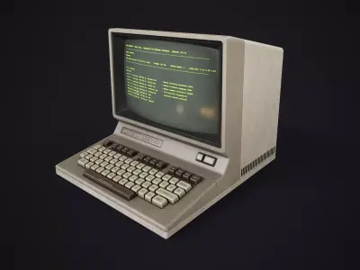 Retro Desktop Terminal Low-poly 3D model