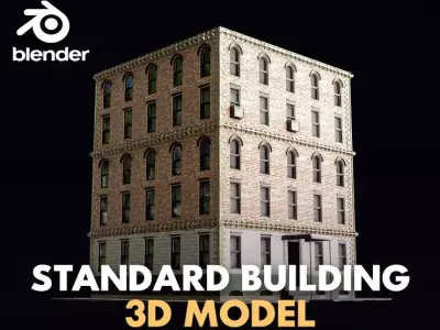 Standard building Low-poly 3D model