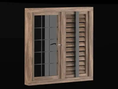 Wooden windows 3D model