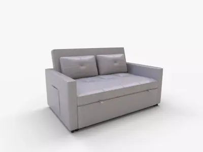 Zoey Linen Convertible Sleeper Loveseat With Side Pocket 3D model