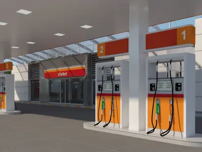 Gas Station Scene 3D model