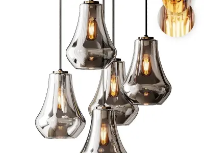 Arren Brass Round 5-Light Pendant  3D model