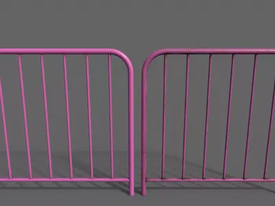 PBR Pedestrian Guard Rail Pink V2 Low-poly 3D model
