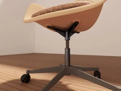 Eames Style Office Chair 3D Model - Metal - Wood - Fabric Low-poly 3D model