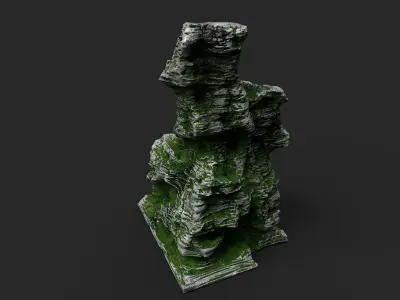 Mossy Cliff Rock 23-3 Low-poly 3D model
