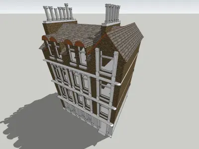 House-2 building with windows and balconies 3D model