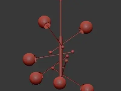 Untitled modern chandelier with six glass globes 3D model purchase