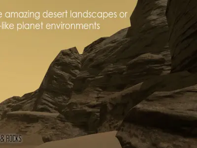 Natural Desert Cliffs - Modular Rocks Low-poly 3D model