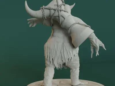 Barbarian statue of demon with horns 3D print model