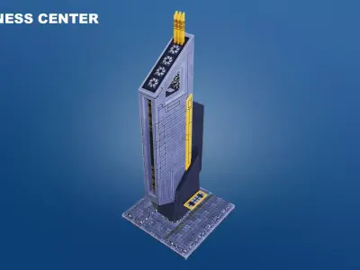 Low Poly Sci-Fi Building 7 - Office - Pixel City 3D Asset Pack Low-poly 3D model