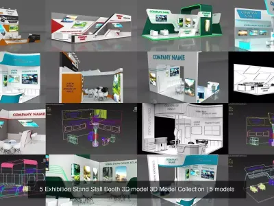 5 Exhibition Stand Stall Booth 3D model 3D Model Collection 3D Model Pack