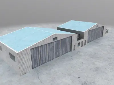 LHBP Hangar 2 Low-poly 3D model