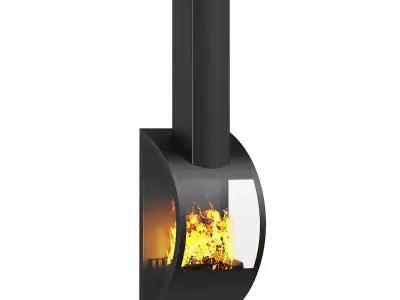 Modern Wall Fireplace 2 3D model