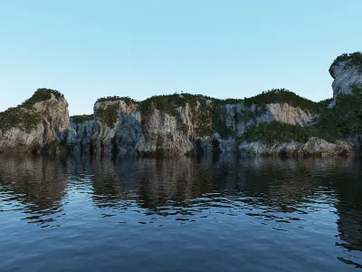 Cliff with Palms 3D model