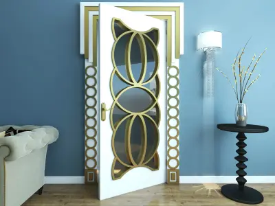 DOOR- MODERN-HANDLE-WALL -LIGHT-SOFA-TABLE 3D model