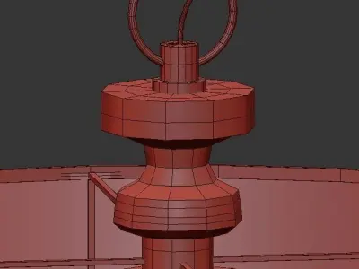 Hampton 5 chandelier with crystals and shade 3D model