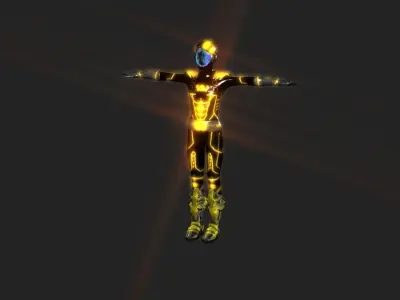 Golden vines futuristic battle suits collection Low-poly 3D model