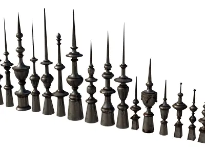 Architectural Metal Finials 18 pieces 3D Model Pack