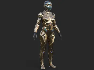 Cyborg Woman Gold  3D model