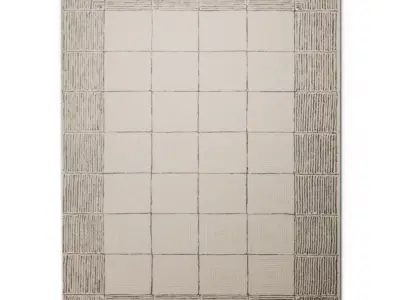 Modern Minimalist High-Contrast FRA Cream and Black Area Rug Low-poly 3D model