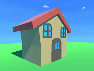 Cartoon house Low-poly 3D model 29