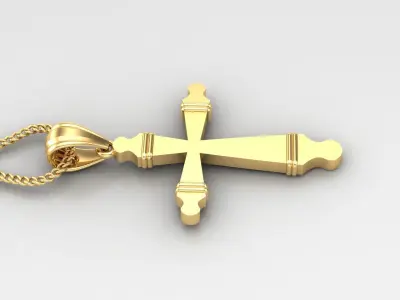 Light Gold 18K Cross Pendant 2CP067 3D print model