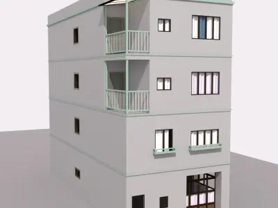 Tokio Apartment Building Low-poly 3D model
