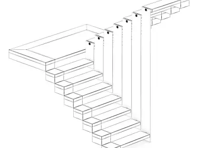 Wooden Stairs 2 3D model